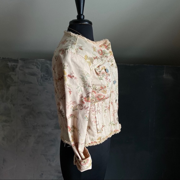 Rebecca Taylor La Vie peach Floral Denim Jean Jacket - Picture 7 of 8
